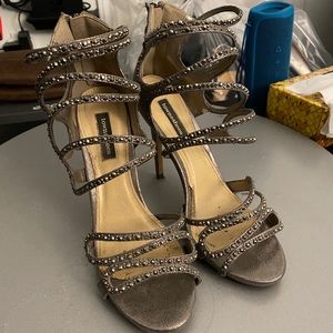 Glitzy Zip Back Cage Heels